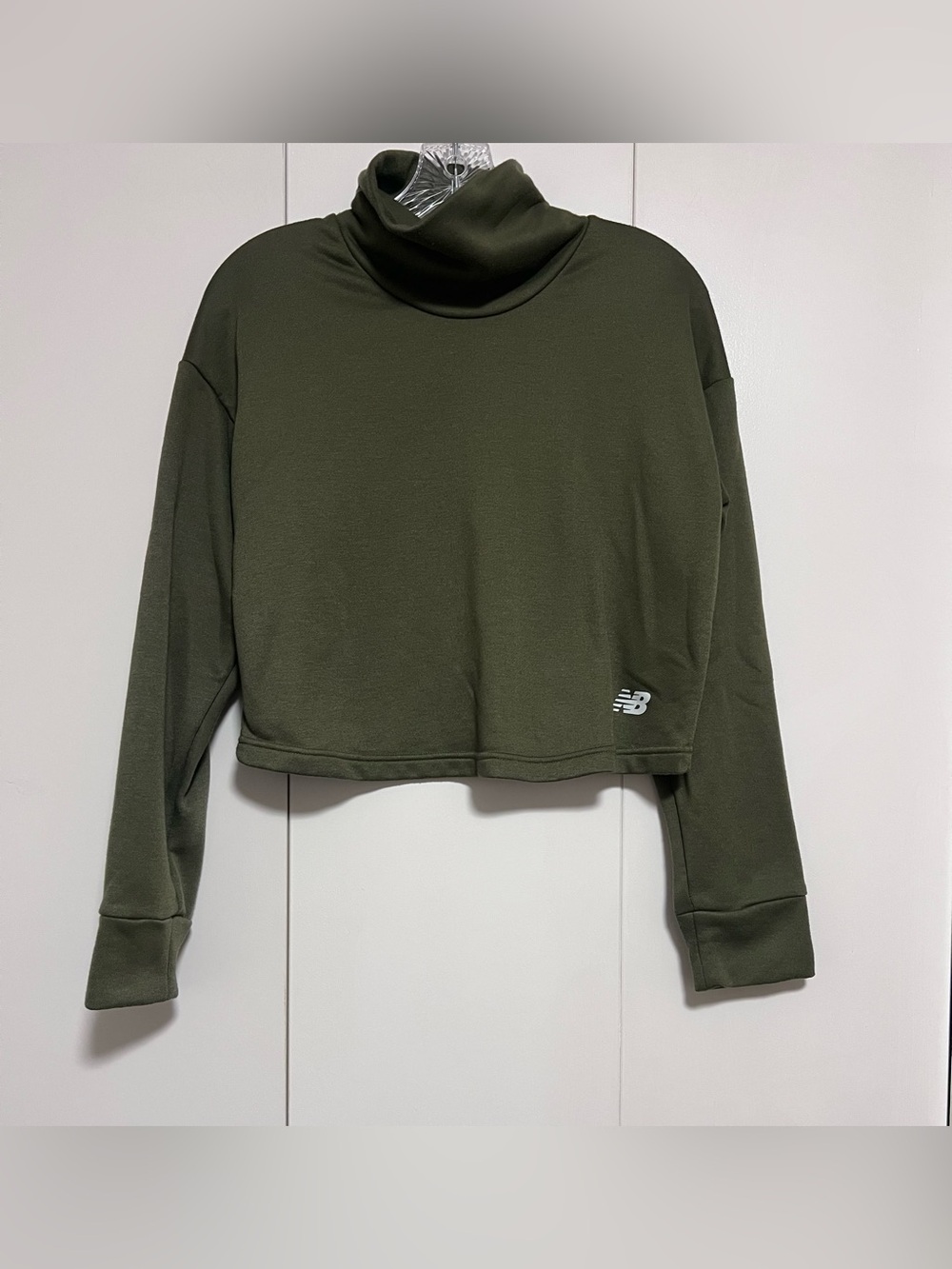 New Balance Olive Green Cropped Turtleneck Sweatshirt